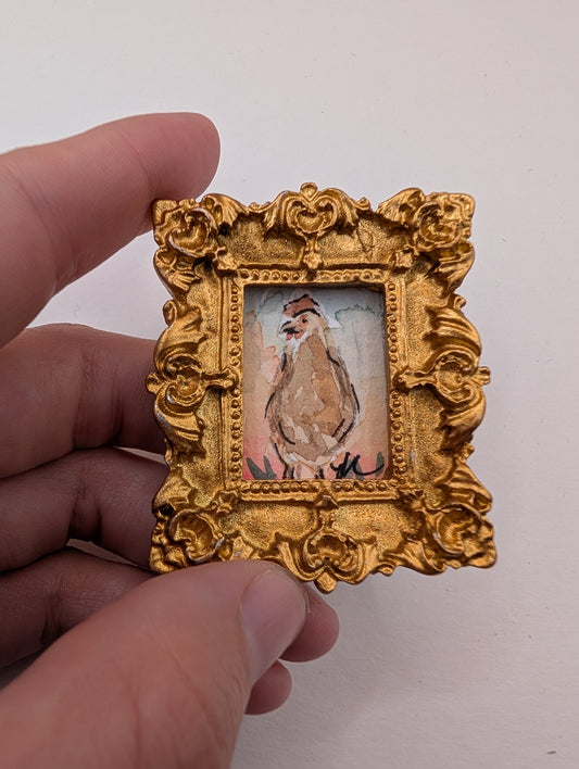 Mini Rooster Painting - Original Watercolor Art by Lora Cavallin