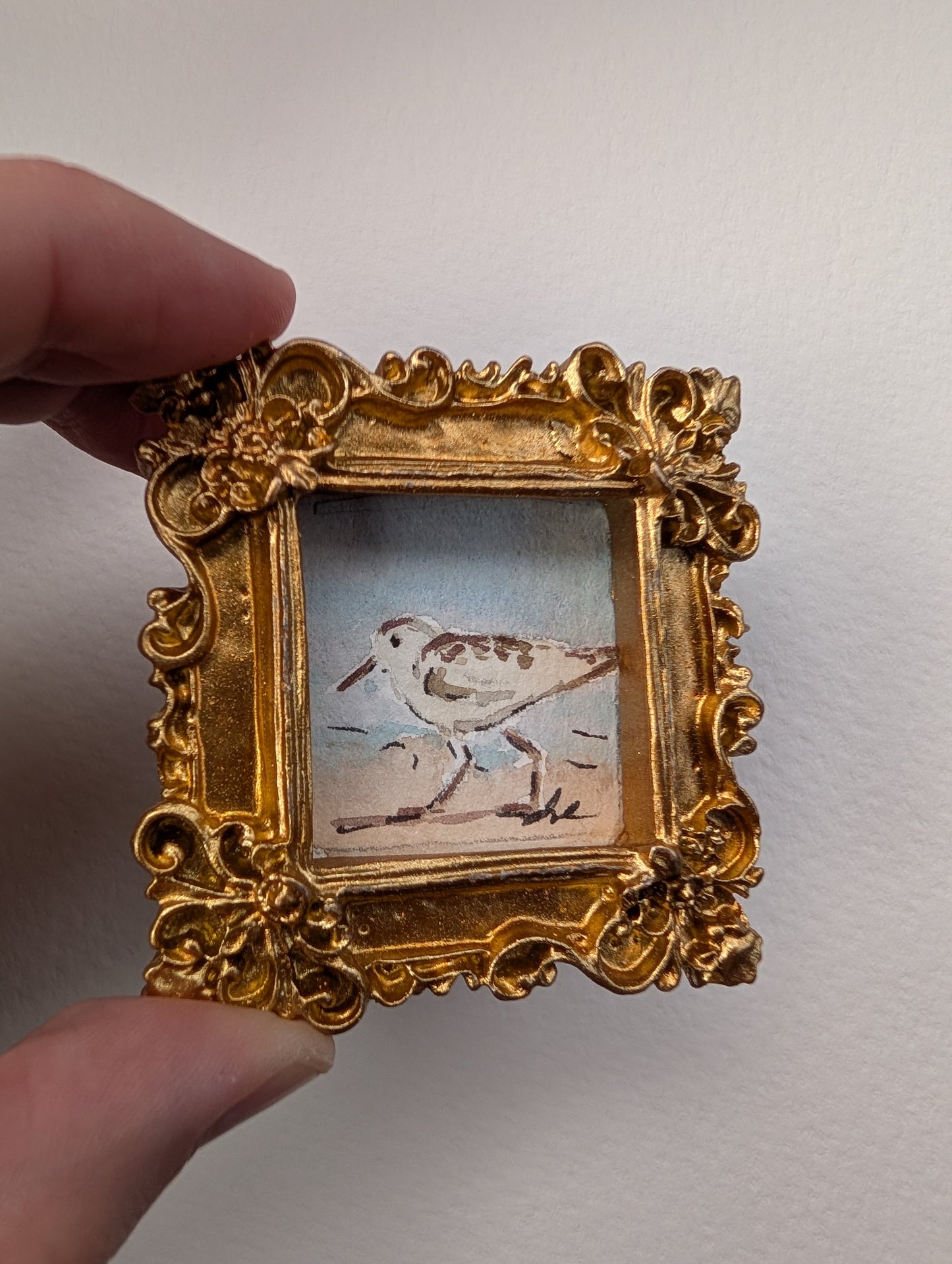 Mini Sandpiper Painting - Original Watercolor Art by Lora Cavallin