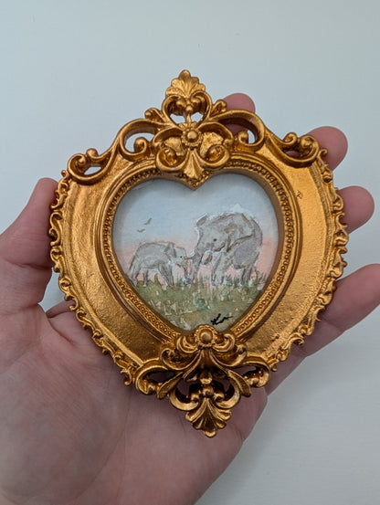 Mini Elephant Painting - Original Watercolor Art by Lora Cavallin