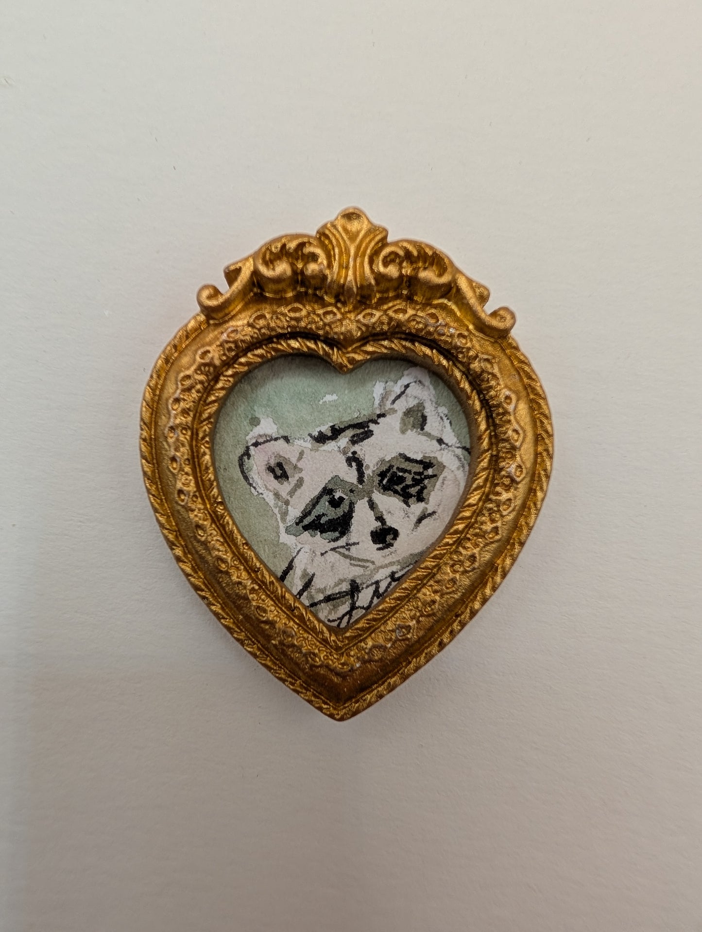 Mini Baby Raccoon Painting - Original Watercolor Art by Lora Cavallin