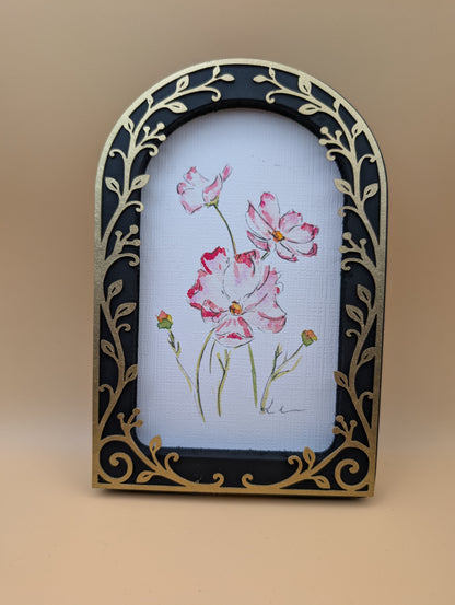 Loose Watercolor Floral Print - Arched Framed Print