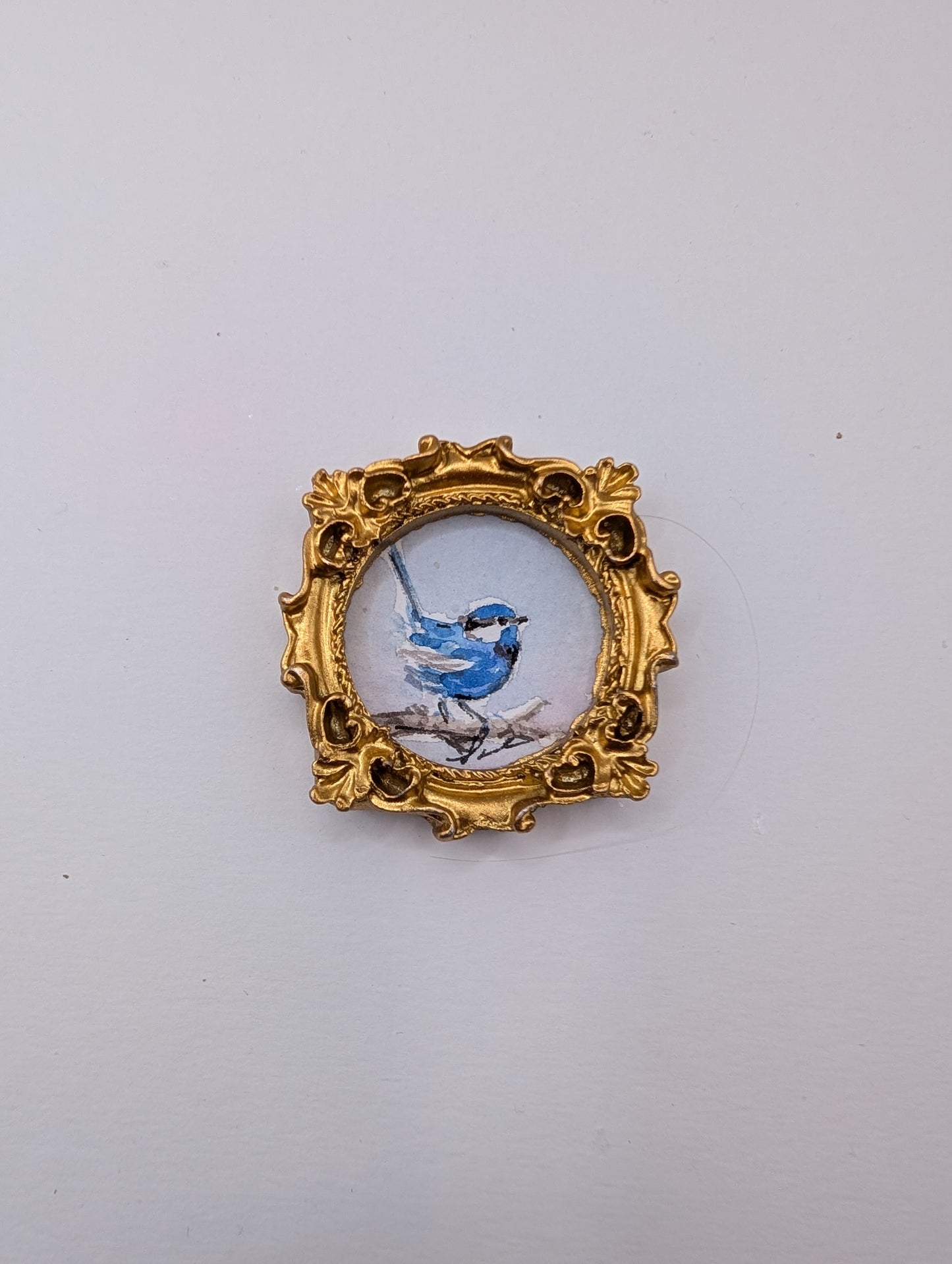 Mini Blue Fairy Wren Painting - Original Watercolor Art by Lora Cavallin