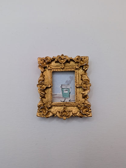 Mini Coffee Cup Painting - Original Watercolor Art by Lora Cavallin