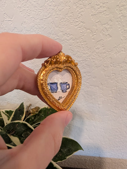 Mini Teacup Painting - Original Watercolor Art by Lora Cavallin