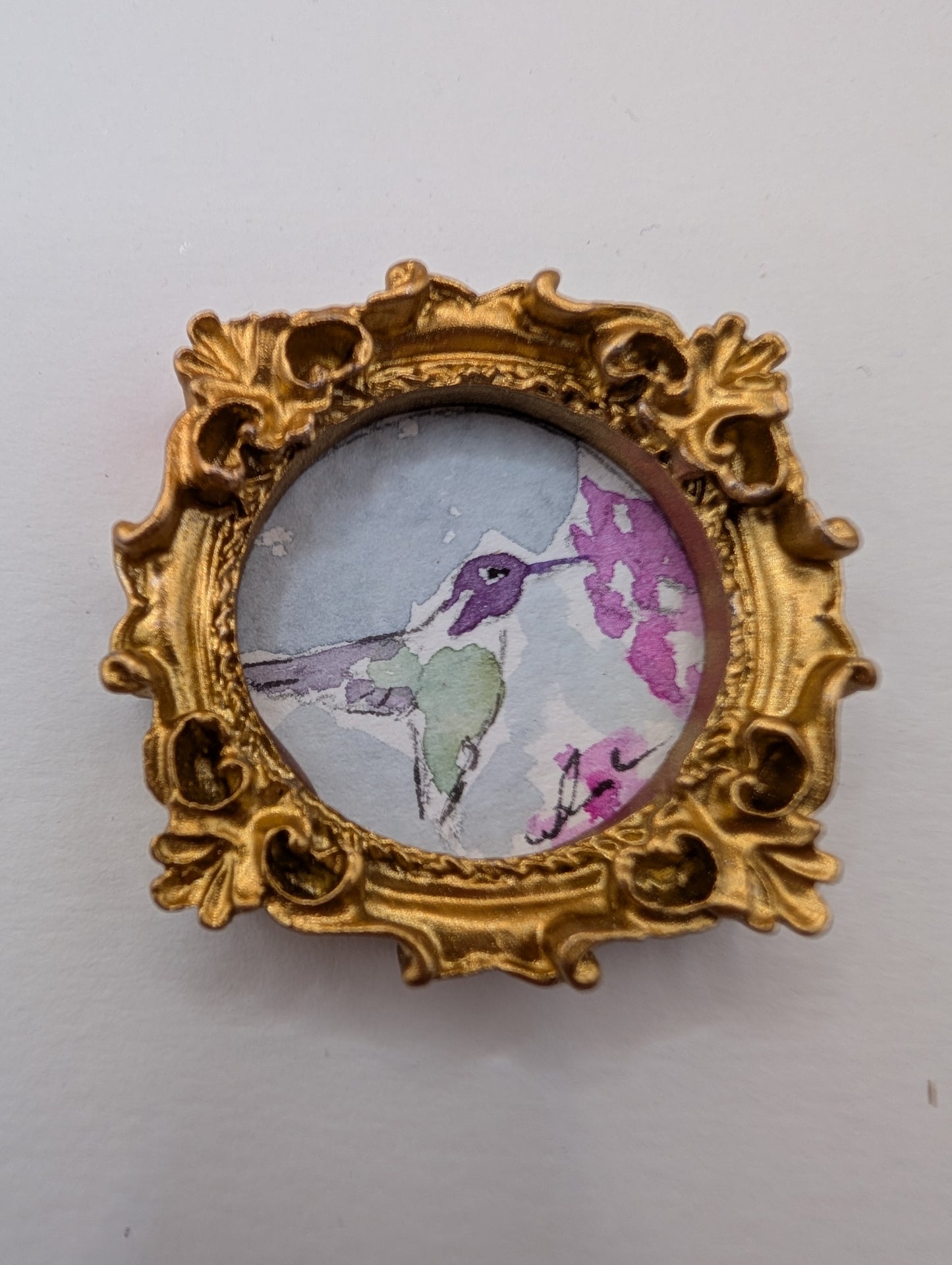 Mini Hummingbird Painting - Original Watercolor Art by Lora Cavallin