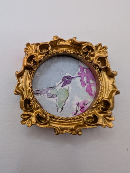 Mini Hummingbird Painting - Original Watercolor Art by Lora Cavallin