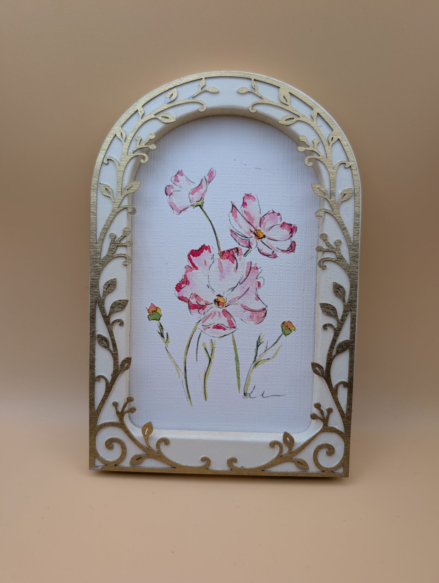 Loose Watercolor Floral Print - Arched Framed Print
