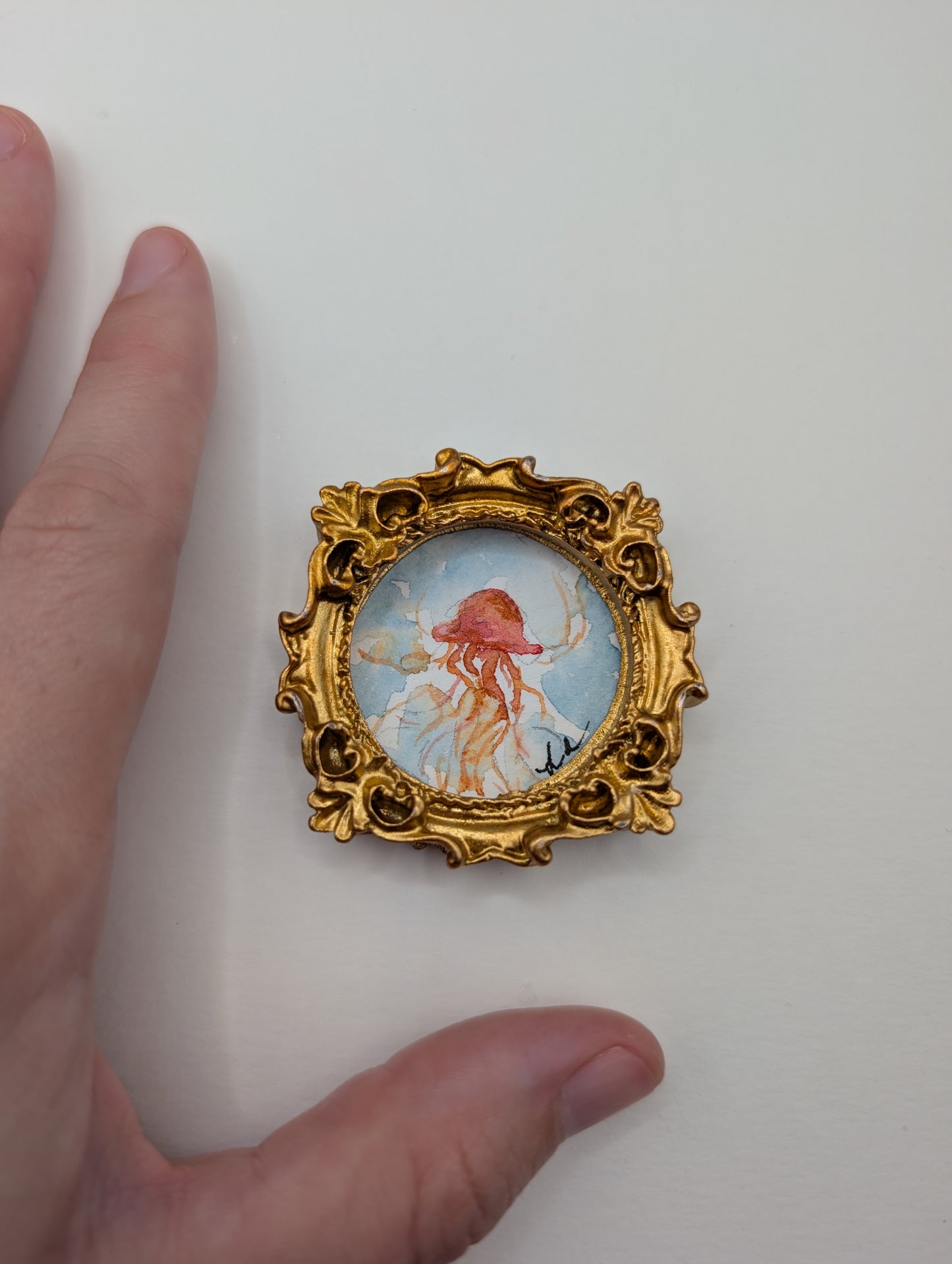 Mini Jellyfish Painting - Original Watercolor Art by Lora Cavallin