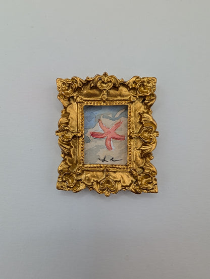 Mini Starfish Painting - Original Watercolor Art by Lora Cavallin