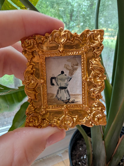 Mini Mocha Coffee Painting - Original Watercolor Art by Lora Cavallin