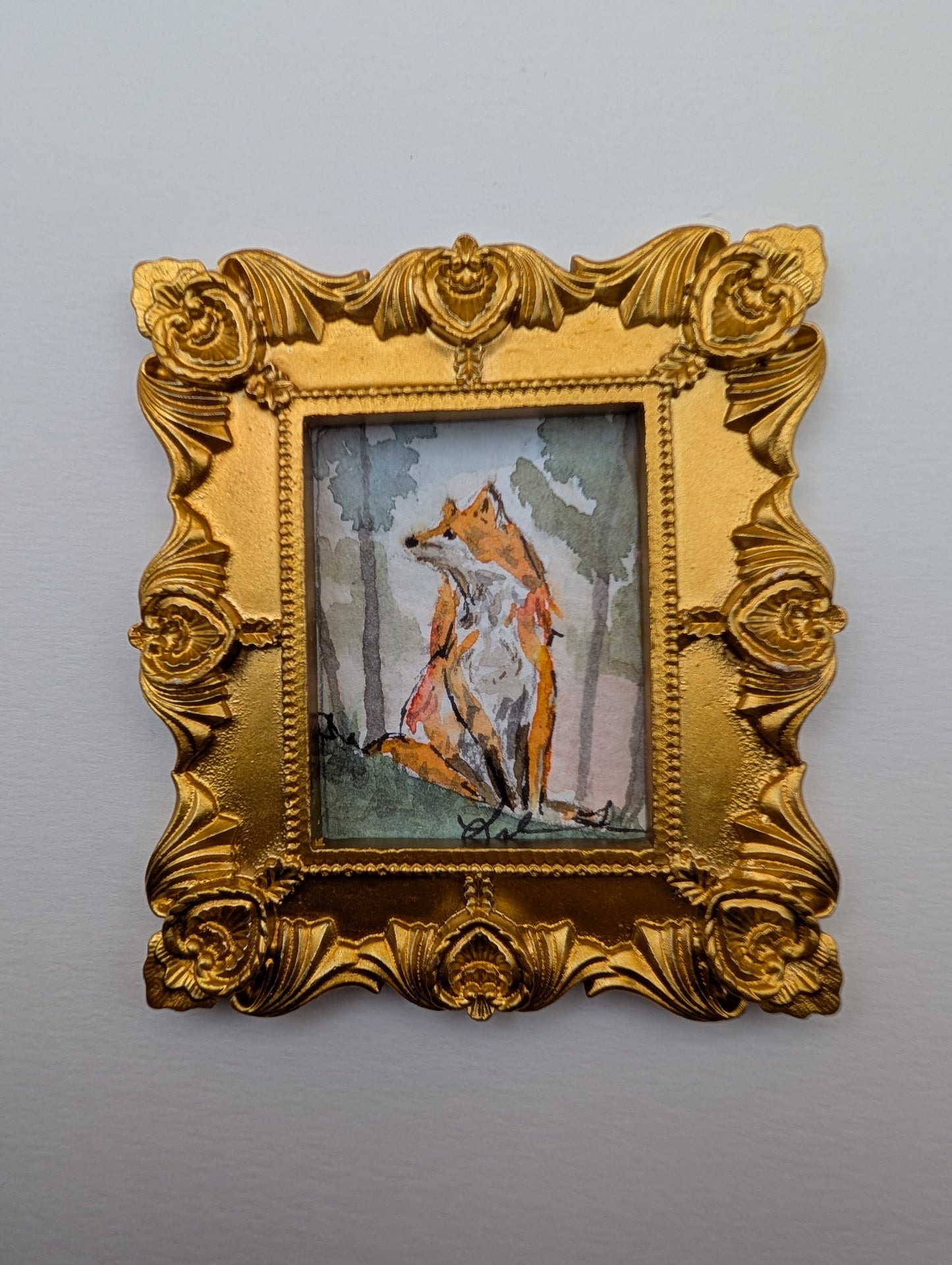 Mini Fox Painting - Original Watercolor Art by Lora Cavallin