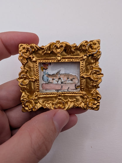 Mini Sleeping Cat Painting - Original Watercolor Art by Lora Cavallin