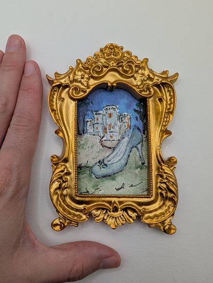 Mini Glass Slipper Painting - Original Watercolor Art by Lora Cavallin