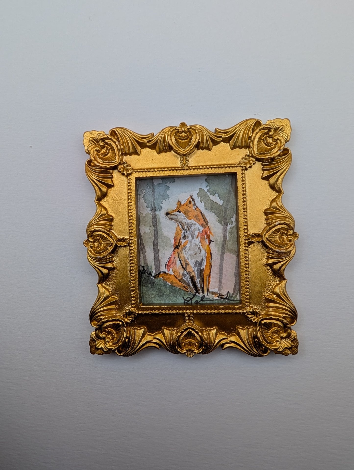Mini Fox Painting - Original Watercolor Art by Lora Cavallin