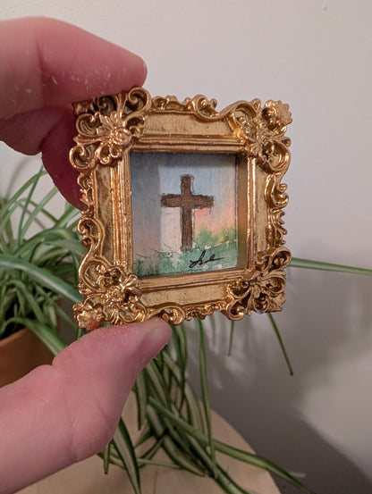 Mini Cross Painting - Original Watercolor Art by Lora Cavallin