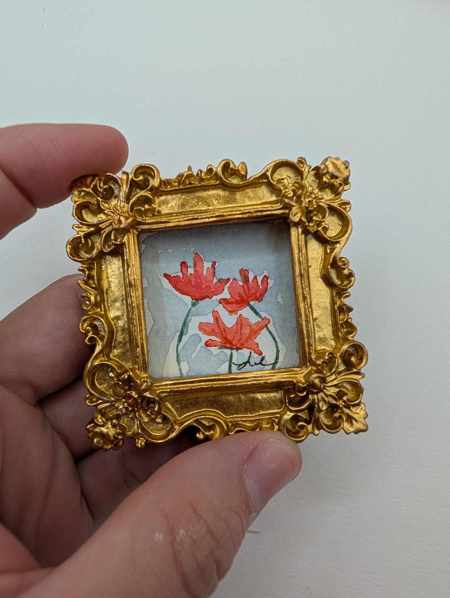 Mini Floral Painting - Original Watercolor Art by Lora Cavallin