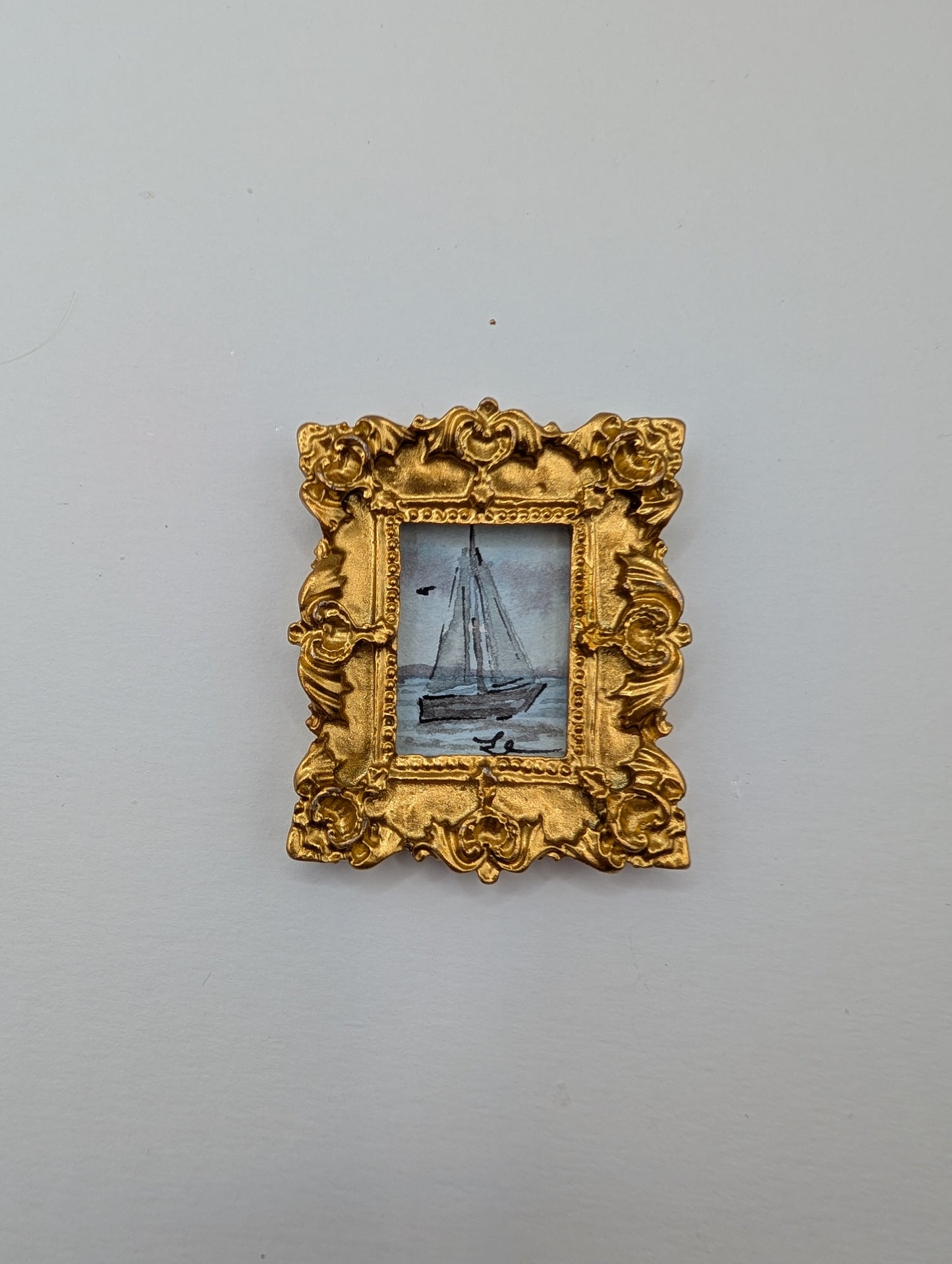 Mini Sailboat Painting - Original Watercolor Art by Lora Cavallin