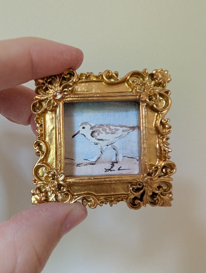 Mini Sandpiper Bird Painting - Original Watercolor Art by Lora Cavallin