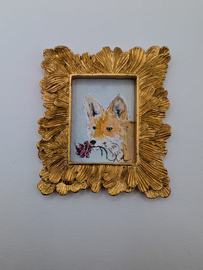 Mini Fox Painting - Original Watercolor Art by Lora Cavallin