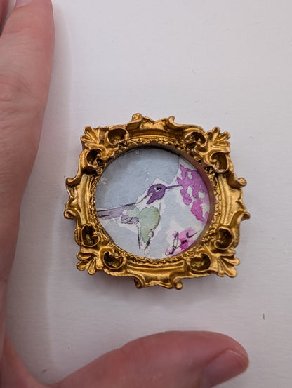 Mini Hummingbird Painting - Original Watercolor Art by Lora Cavallin