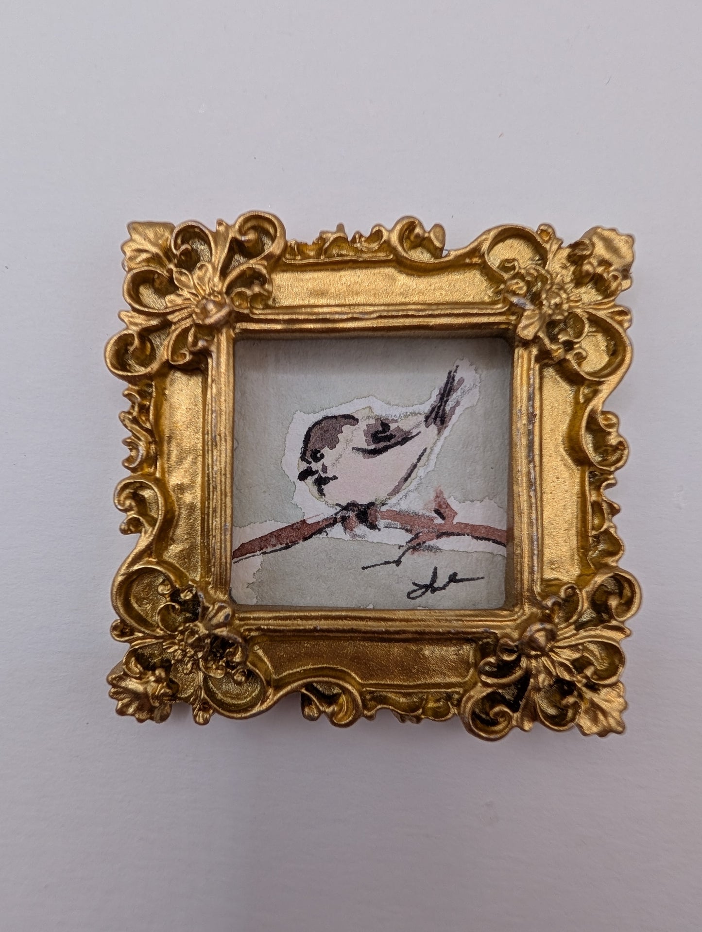 Mini Chickadee Bird Painting - Original Watercolor Art by Lora Cavallin