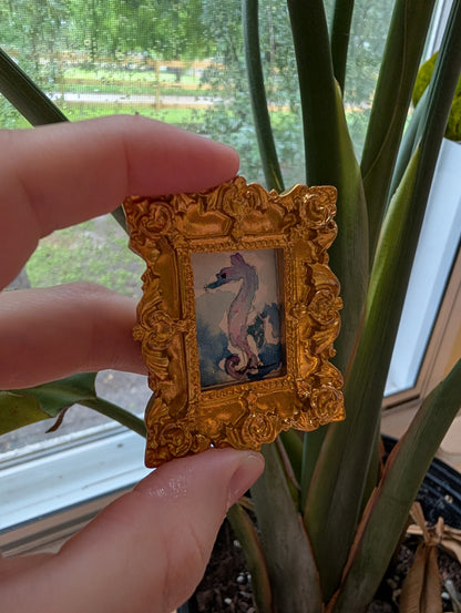 Mini Seahorse Painting - Original Watercolor Art by Lora Cavallin