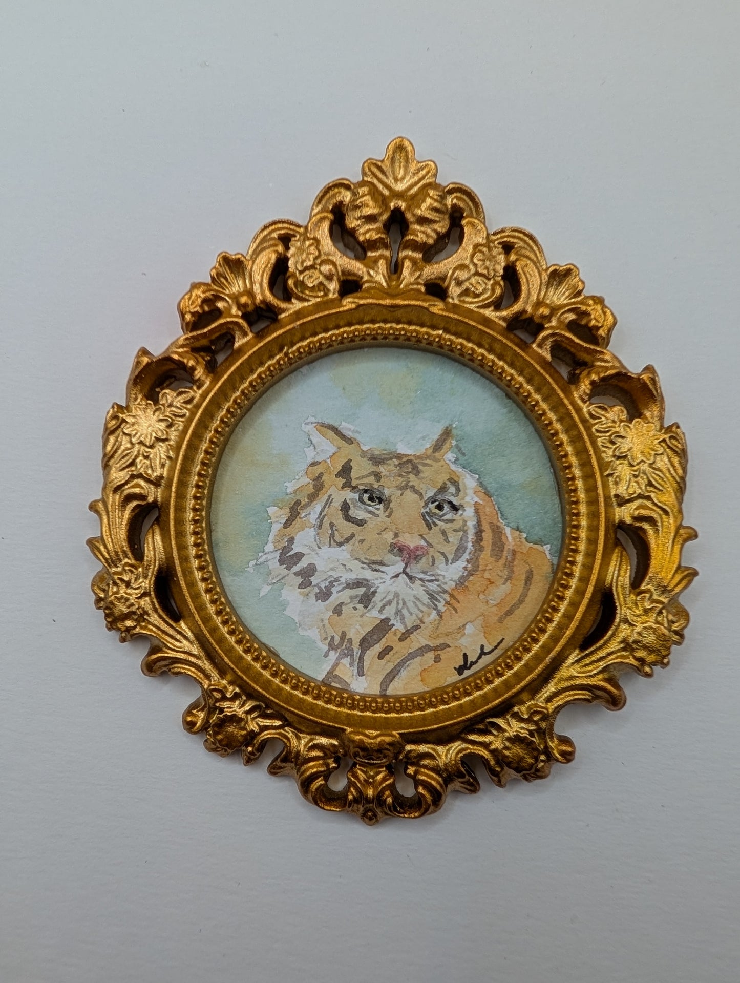 Mini Tiger Painting - Original Watercolor Art by Lora Cavallin