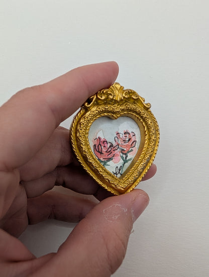 Mini Rose Floral Painting - Original Watercolor Art by Lora Cavallin