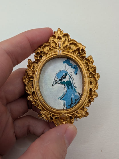 Mini Peacock Painting - Original Watercolor Art by Lora Cavallin