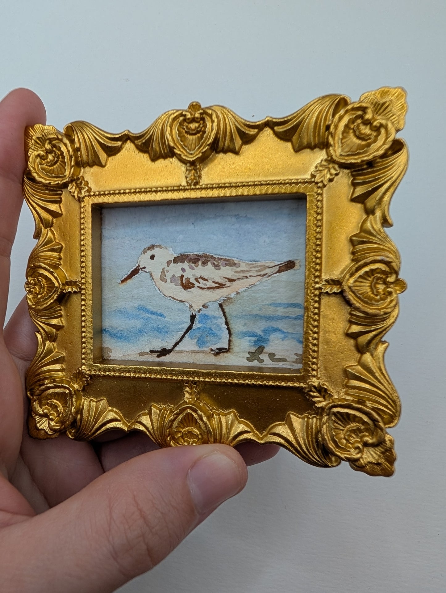 Mini Sandpiper Painting - Original Watercolor Art by Lora Cavallin