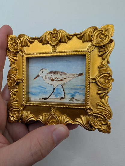 Mini Sandpiper Painting - Original Watercolor Art by Lora Cavallin