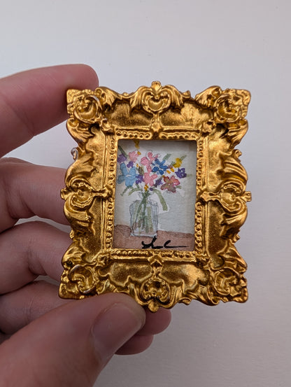 Mini Vase of Flowers Painting - Original Watercolor Art by Lora Cavallin