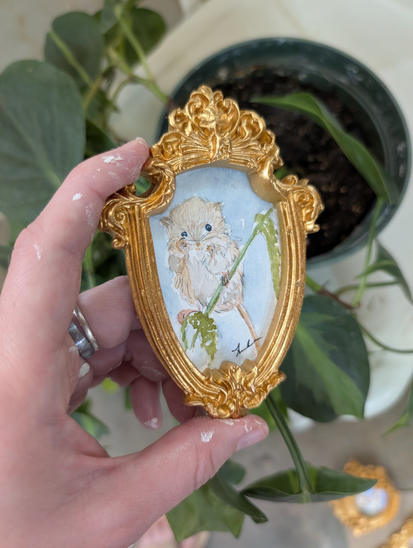 Mini Field Mouse Painting - Original Watercolor Art by Lora Cavallin
