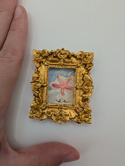 Mini Starfish Painting - Original Watercolor Art by Lora Cavallin