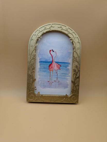 Flamingos in Love - Arched Frame