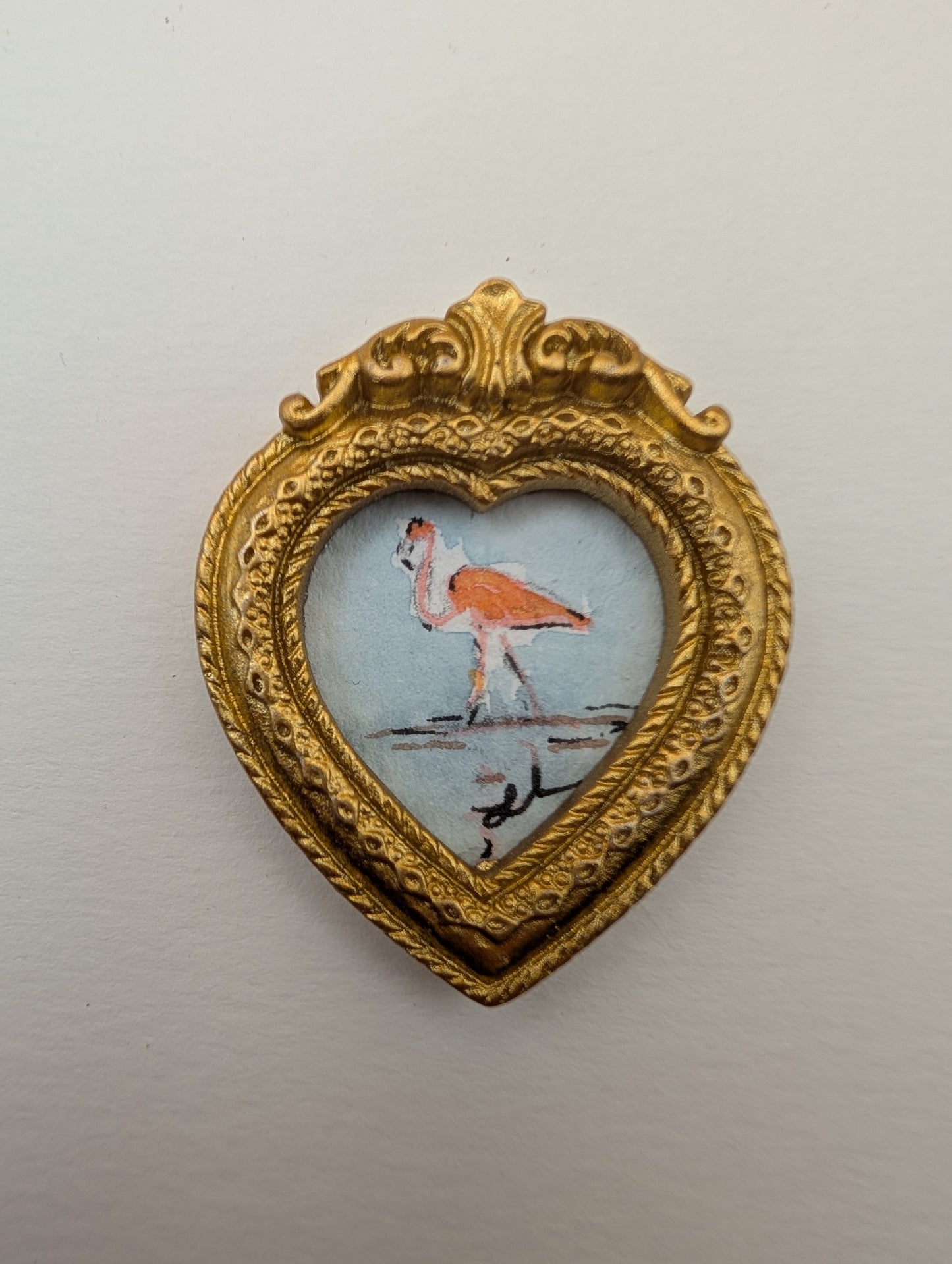 Mini Flamingo Painting - Original Watercolor Art by Lora Cavallin