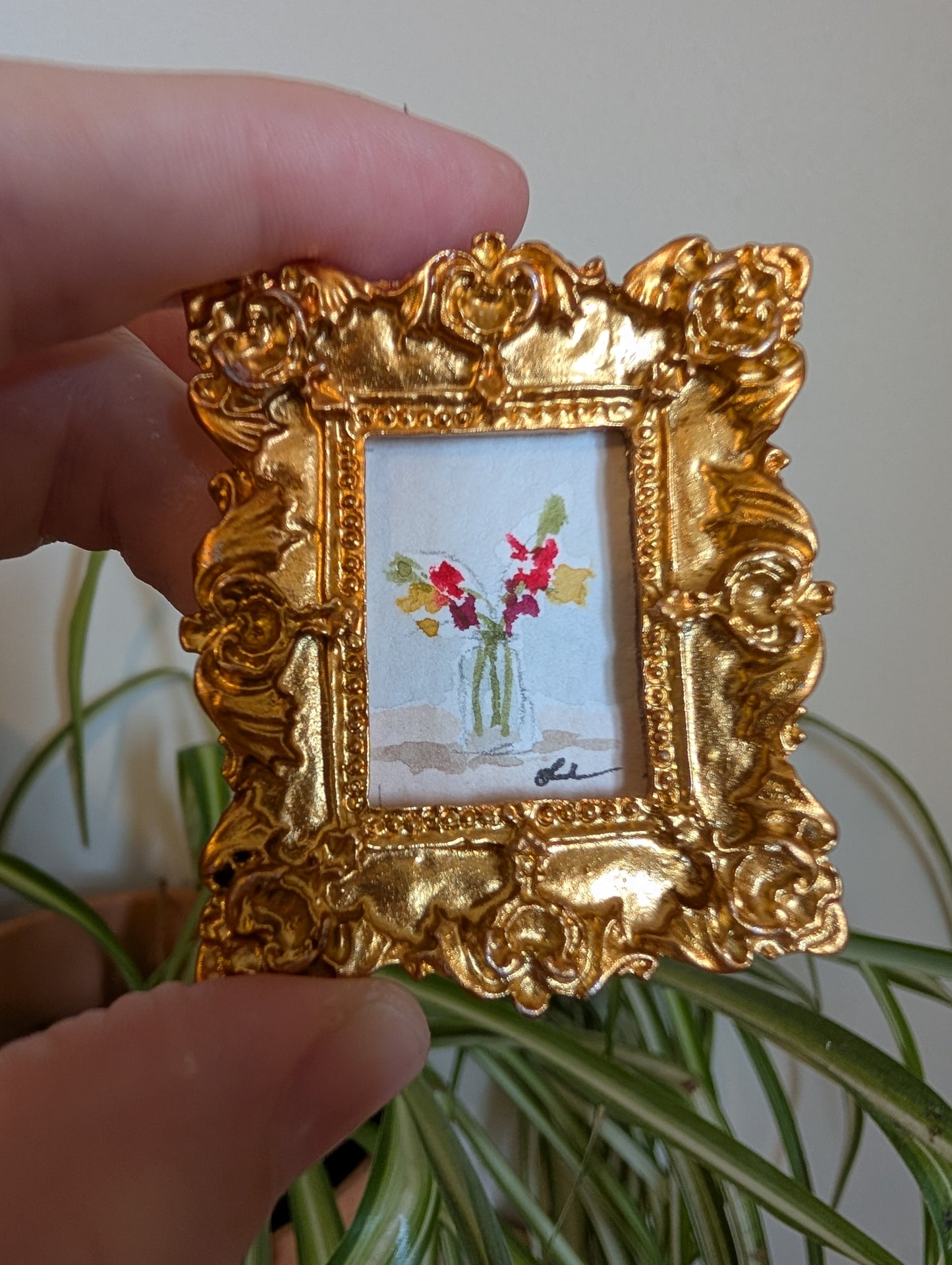 Mini Vase of Flowers Painting - Original Watercolor Art by Lora Cavallin