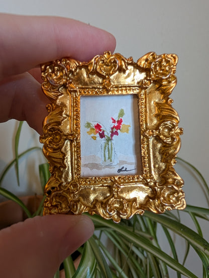 Mini Vase of Flowers Painting - Original Watercolor Art by Lora Cavallin