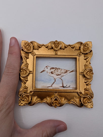 Mini Sandpiper Painting - Original Watercolor Art by Lora Cavallin
