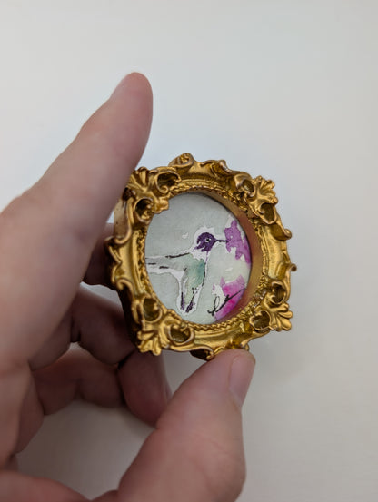 Mini Hummingbird Painting - Original Watercolor Art by Lora Cavallin