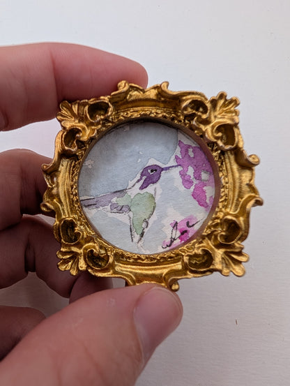 Mini Hummingbird Painting - Original Watercolor Art by Lora Cavallin