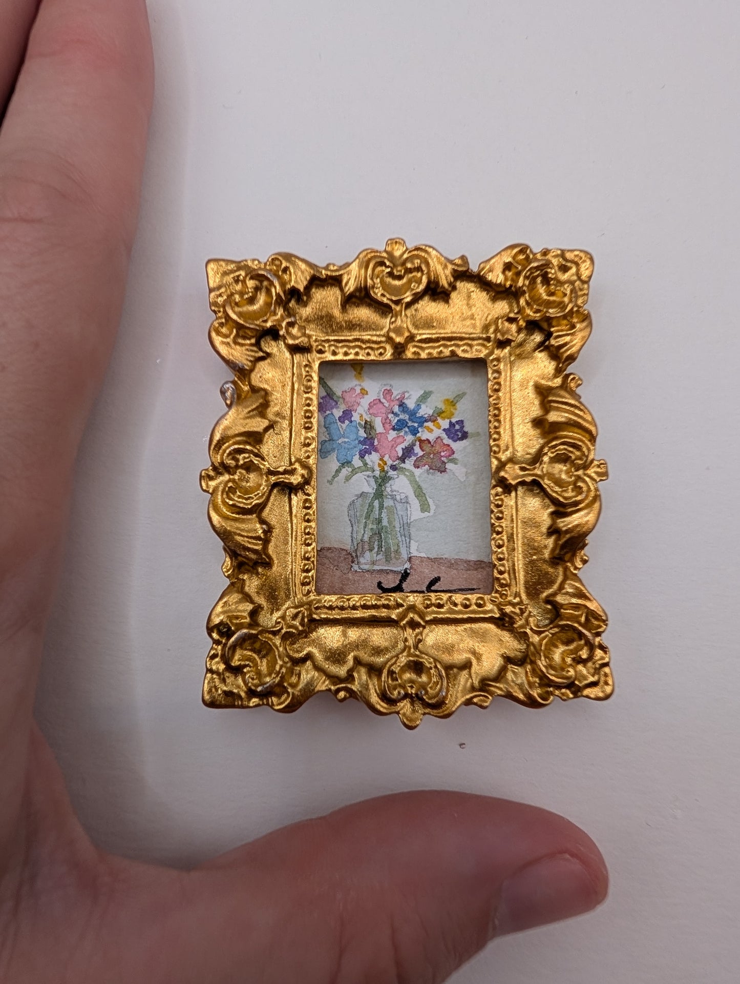 Mini Vase of Flowers Painting - Original Watercolor Art by Lora Cavallin