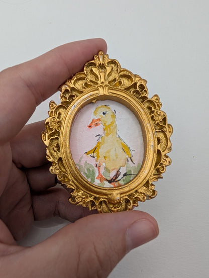 Mini Baby Duck Painting - Original Watercolor Art by Lora Cavallin