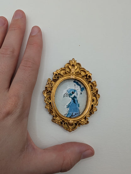 Mini Peacock Painting - Original Watercolor Art by Lora Cavallin