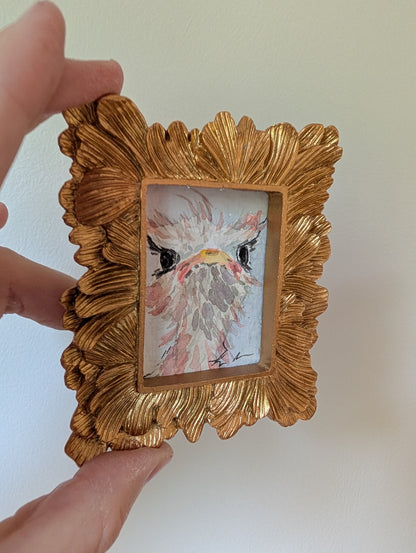 Mini Ostrich Painting - Original Watercolor Art by Lora Cavallin