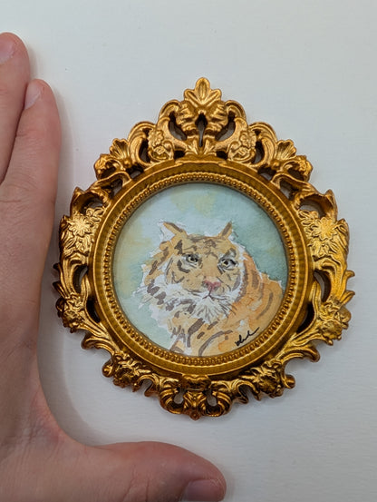 Mini Tiger Painting - Original Watercolor Art by Lora Cavallin
