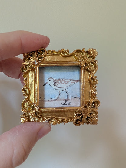 Mini Sandpiper Bird Painting - Original Watercolor Art by Lora Cavallin