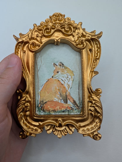 Mini Fox Painting - Original Watercolor Art by Lora Cavallin