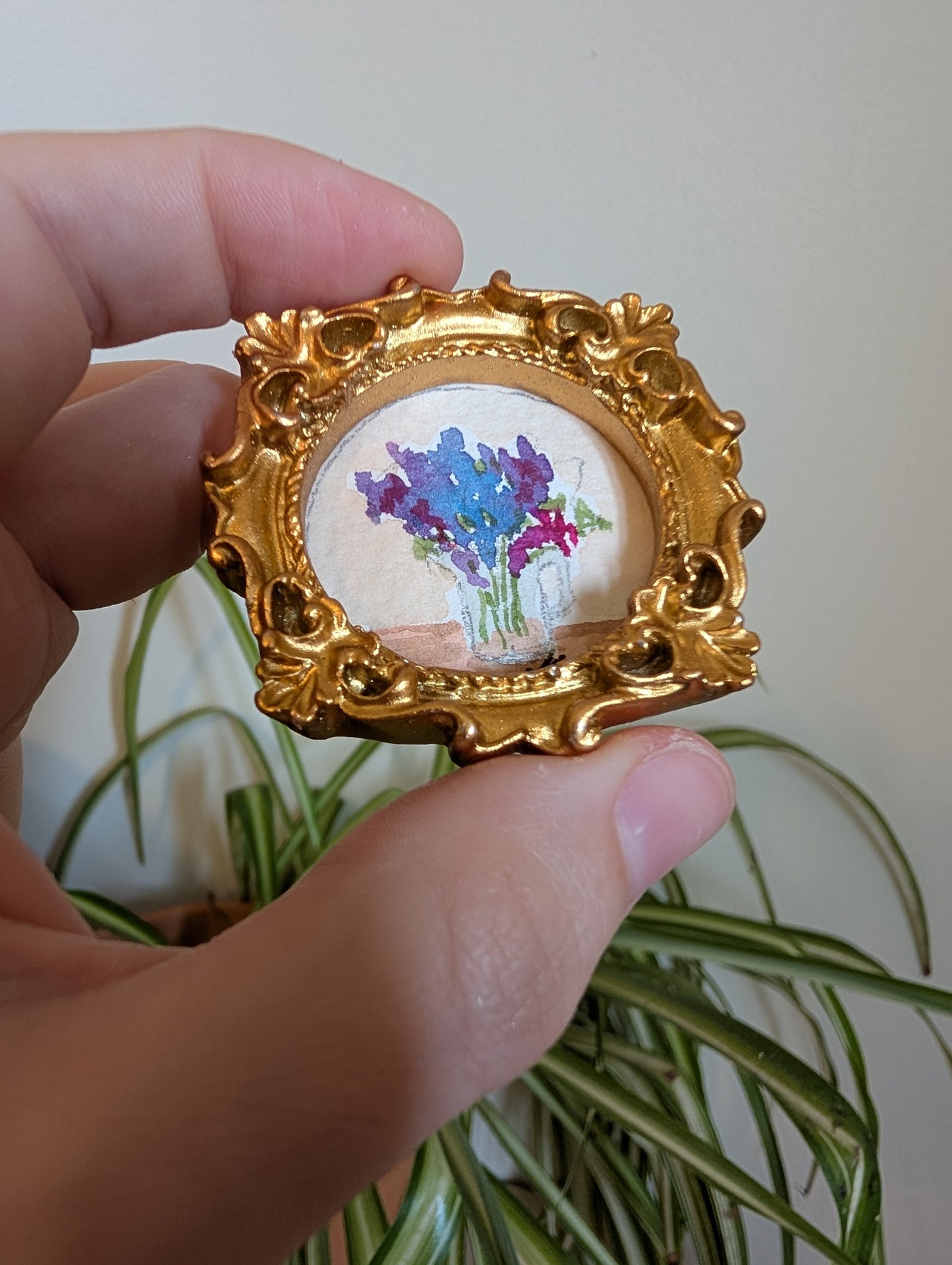 Mini Vase of Flowers Painting - Original Watercolor Art by Lora Cavallin