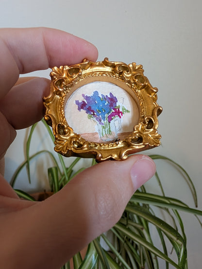 Mini Vase of Flowers Painting - Original Watercolor Art by Lora Cavallin